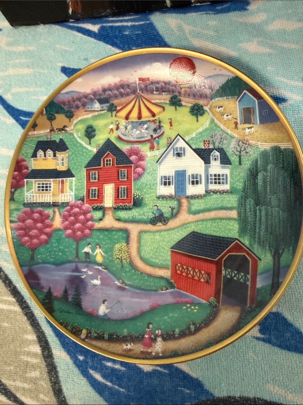 Vintage Stevie Klein Porcelain Decorative Wall Plate - Multicolor